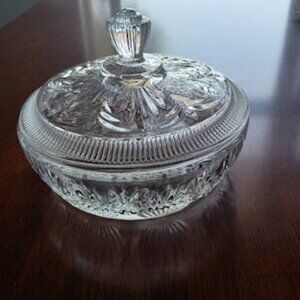 Avon Clear Cut Glass Round Candy or Trincket Dish